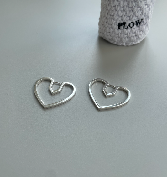 Hug Heart Hoop Pierce M-Silver-