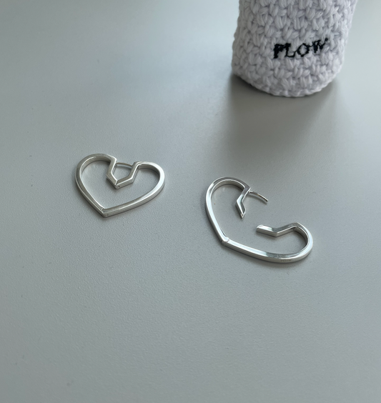 Hug Heart Hoop Pierce M-Silver-