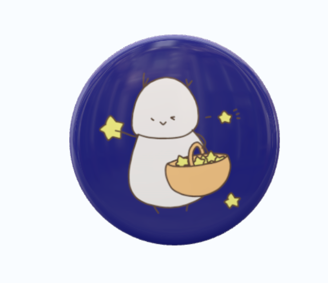 ヴィヴィくんとへいわてんグッズ：缶バッジ（小サイズ・あいいろ・ほし）