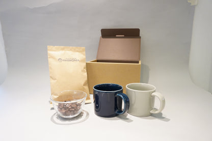 HARMONIAオリジナルコーヒー豆とマグカップ＜波佐見焼mug250ペア＞セット